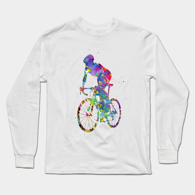 Cyclist sprinting Long Sleeve T-Shirt by erzebeth